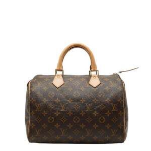 LOUIS VUITTON Authentic Brown Monogram Leather Speedy 30 Bag